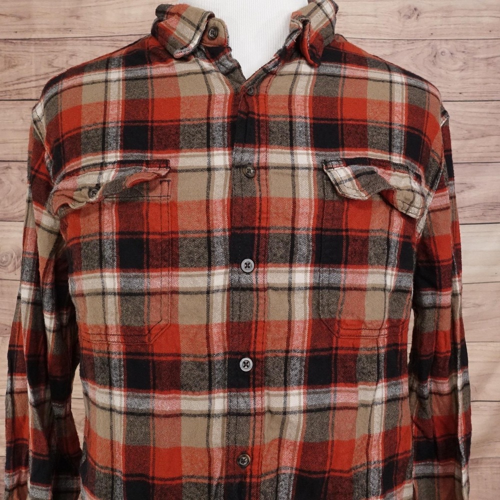 George Flannel Shirt Mens 2XL Plaid Cotton Viscose Long Sleeve Button Button‎ Up